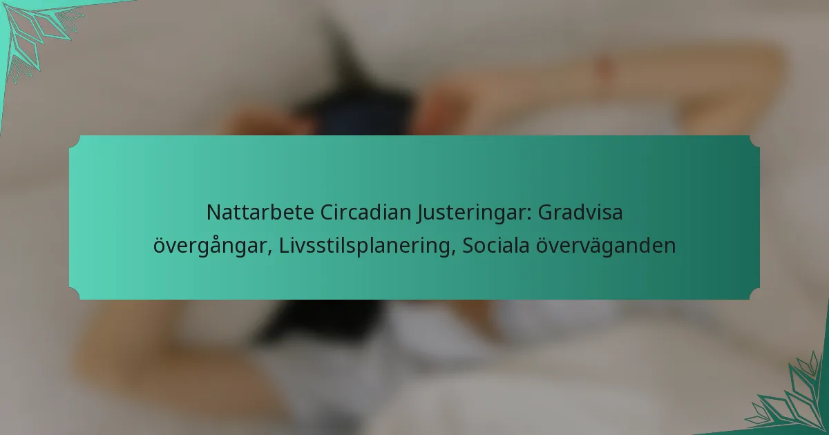 Nattarbete Circadian Justeringar: Gradvisa övergångar, Livsstilsplanering, Sociala överväganden