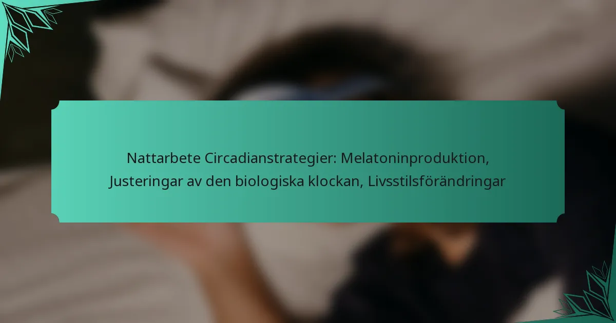 Nattarbete Circadianstrategier: Melatoninproduktion, Justeringar av den biologiska klockan, Livsstilsförändringar