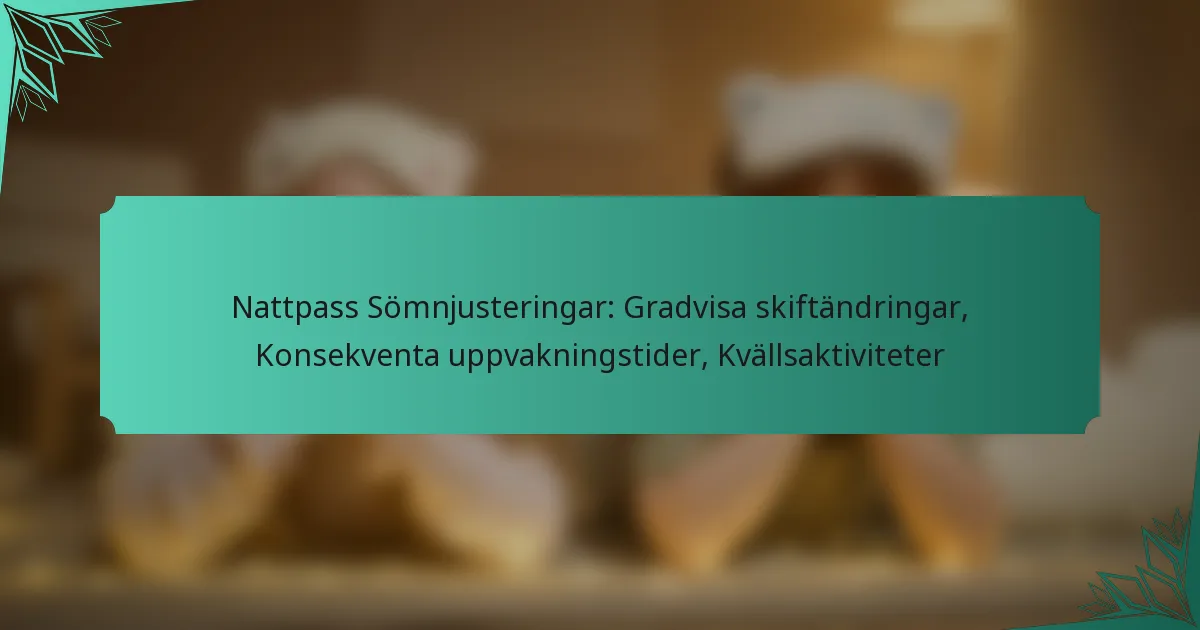 Nattpass Sömnjusteringar: Gradvisa skiftändringar, Konsekventa uppvakningstider, Kvällsaktiviteter