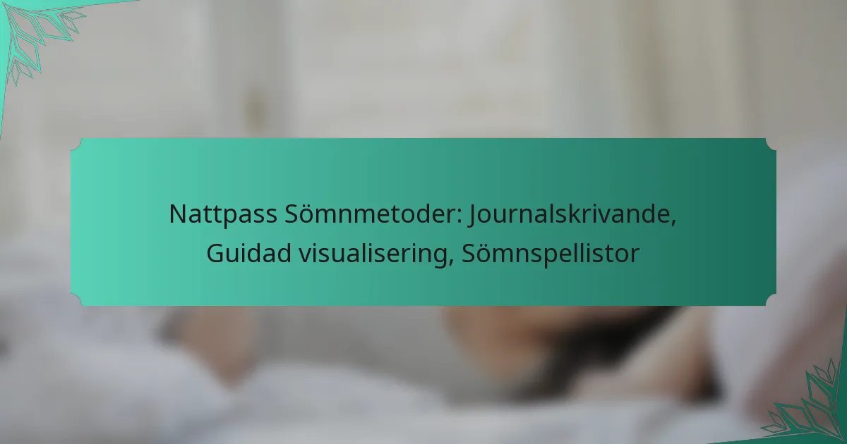 Nattpass Sömnmetoder: Journalskrivande, Guidad visualisering, Sömnspellistor
