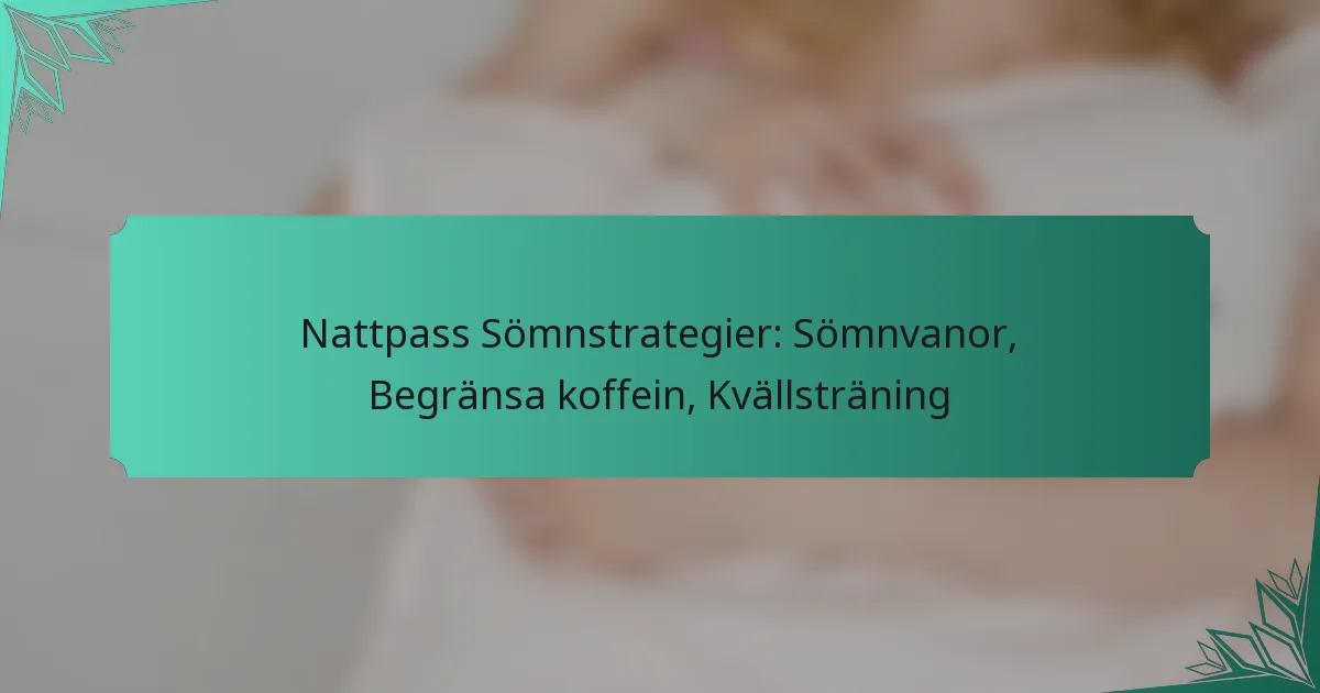 Nattpass Sömnstrategier: Sömnvanor, Begränsa koffein, Kvällsträning