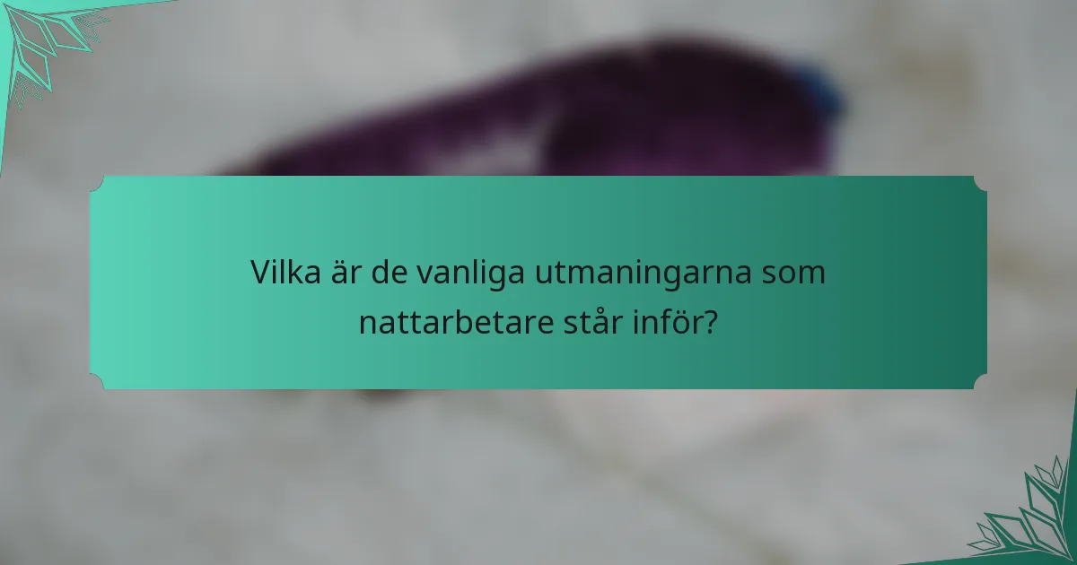 Vilka är de vanliga utmaningarna som nattarbetare står inför?