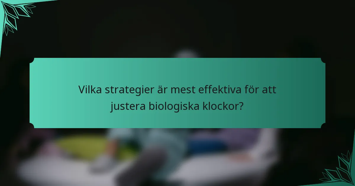 Vilka strategier är mest effektiva för att justera biologiska klockor?