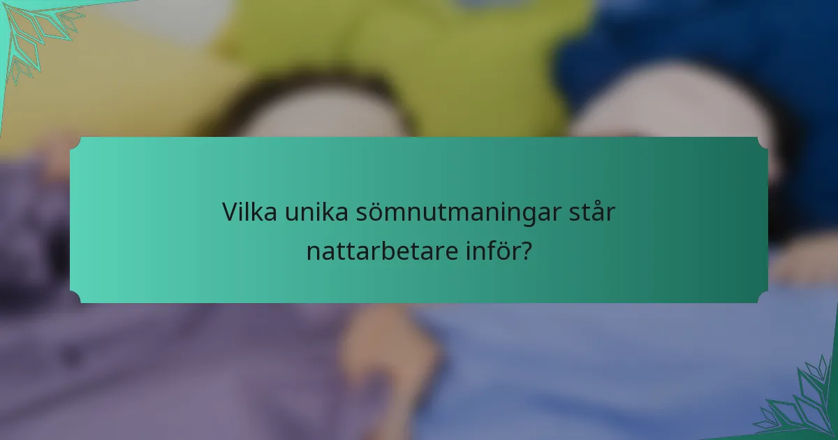 Vilka unika sömnutmaningar står nattarbetare inför?